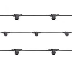Lampo Catenaria Luminosa Cordoniera Nera n.11 Portalampada E27 11 Metri IP65 Uso Esterno  