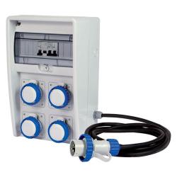 Quadro ULISSE 250 ASC IP65 4 prese CEE, 2 protezioni, con cavo 4m, 3kW  