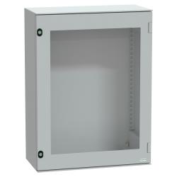 Cassetta in poliestere montata a parete, PanelSeT PLM, porta trasparente, 847x636x300mm, IP66, IK08, RAL 7035