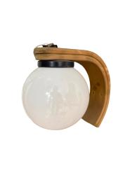 APPLIQUE PER ESTERNO CON SFERA E BRACCIO IN LEGNO 1XE27 