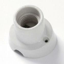 PORTALAMPADA IN PORCELLANA E27 BIANCO CON BASE CURVA FAI 0068