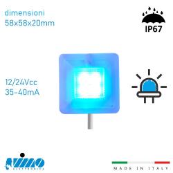 VIMO KRO504NBL Segnalatore power led 12/24V a luce fissa/lampeggiante blu  