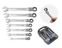 SET CHIAVI CRICCHETTO 7PZ TESTA A SNODO 72D. INCLINABILE 15° MAURER PLUS