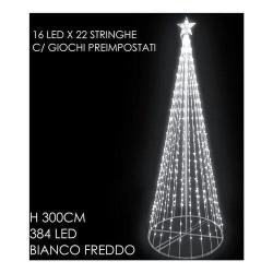 Albero natale General trade 450086 cono 384 led con giochi luce bianco H 300CM