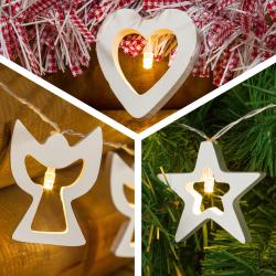 Catena 10 Decorazioni Legno LED Mix3 0,3+1,35m