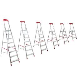 SCALA ALTEA 3/8 GRADINI  ALLUMINIO DOMESTICA CON PORTAOGGETTI 150 KG MADE IN ITALY BIME