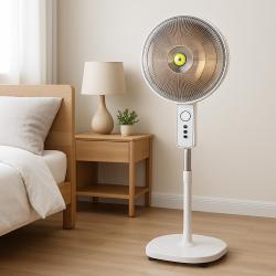 Stufa Alogena Oscillante 900W con Termostato Parabola 40cm, 2 Livelli Calore, Anti-Ribaltamento, Riscaldamento Rapido