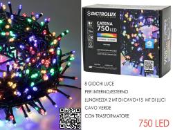750 LED MULTICOLOR PER ESTERNO 15MT