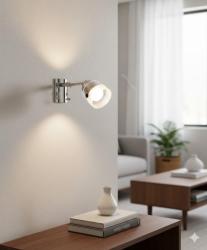 SPOT SATINATO CON VETRO ORIENTABILE DA PARETE PER INTERNO ROSSINI A5691