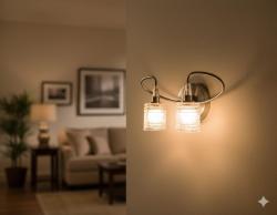 APPLIQUE DA PARETE PER INTERNO IN ACCIAO SATINATO E VETRO LIPPARINI AMELIE 1188 BOZ