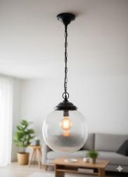 Lampada a sospensione per esterno nera con sfera MORETTI 222.1.PS