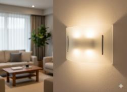 APPLIQUE DA PARETE PER INTERNO IN VETRO CURVATO EXTRA CHIARO E PARTICOLARI IN ACCIAIO 200W 32X20