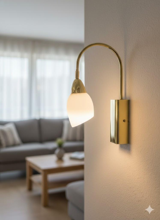 FLIA APPLIQUE A PARETE IN VETRO CON DETTAGLIO ORO