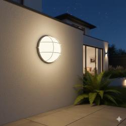 PLAFONIERA TONDA PER ESTERNO CON GRIGLIA BIANCA 1XE27