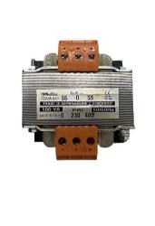 Trasformatore monofase 100 VA, primario 230/400 V, secondario 55 – 0 – 55 V.
