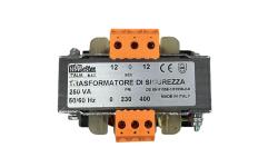 Trasformatore con tensione primaria 230/400 V, tensione secondaria 12/24 V, potenza nominale 250VA