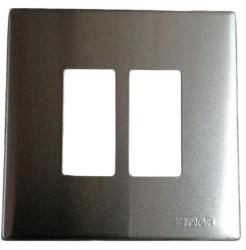 VIMAR PLACCA PER SCATOLA ROTONDA 2 MODULI ALLIMINIO SENZA VITI 