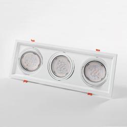 Faretto Da Incasso Rettangolare Per Cartongesso 3 Luci Orientabili Led G53 Isyluce 704  