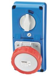 PRESA FISSA INTERBLOCCATA VERTICALE - SENZA FONDO - CON BASE PORTAFUSIBILI - 3P+T 32A 380-415V - 50/60HZ 6H - IP67  