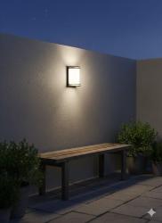 APPLIQUE DA PARETE PER ESTERNO CON VETRO SATINATO E STRUTTURA NERA  PRISMA 1490