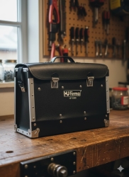 BORSA PORTAUTENSILI NERA IN CUOIO A DUE SCOMPARTI HF4040 HODARA