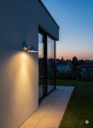 APPLIQUE DA ESTERNO COLOR ALLUMINIO CON VETRO TRASPARENTE GHIDINI