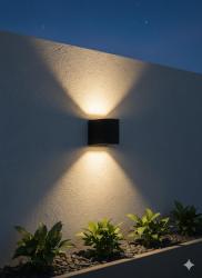 APPLIQUE DA ESTERNO IN ALLUMINIO COLOR NERO BIEMISSIVO ARES