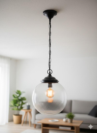 Sospensione per esterno nera con sfera MORETTI 232.1.PS