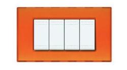 PLACCA 4 POSTI ARANCIO GEL SERIE LIGHT – BTICINO LEGRAND N4804AJ