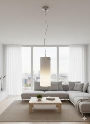 SOSPENSIONE IN VETRO ACIDATO BIANCO DIAMETRO 12 CM ALTEZZA 30 CM 1XE27