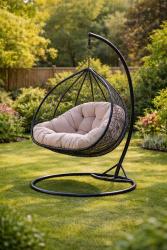 POLTRONA SOSPESA XL 'DOHA' cuscino grigio chiaro formato XL - seduta larga