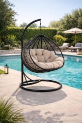 POLTRONA SOSPESA 'BAKU' cuscino grigio chiaro - monoposto