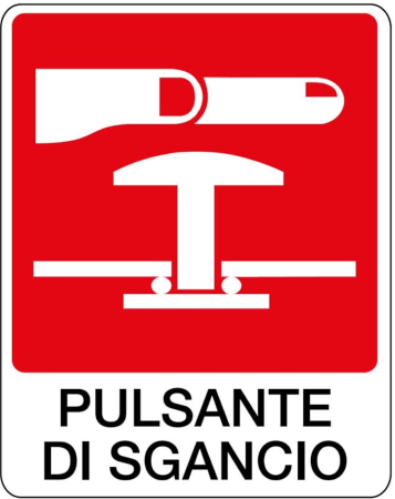 CARTELLO ALLUMINIO PULSANTE DI SGANCIO 120X145