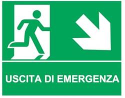 CARTELLO ALLUMINIO USCITA DI  EMERGENZA DISCESA 310X250