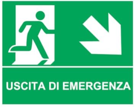 CARTELLO ALLUMINIO USCITA DI  EMERGENZA DISCESA 310X250