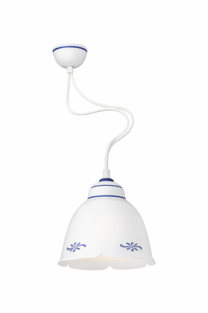 LAMPADA A SOSPENSIONE CON RICAMI BLU IN CERAMICA