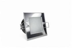 FARETTO DA INCASSO A SOFFITTO QUADRATO CON CORNICE CROMATA E VETRO SATINATO