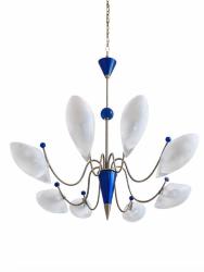 SOSPENSIONE IN VETRO DI MURANO CON DETTAGLIO ORO E BLU AVMazzega 8XE14