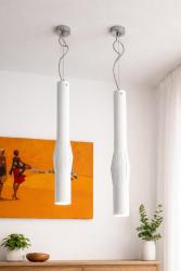 Lampada a sospensione di design – cilindro minimal in finitura bianca LEUCOS ITRE