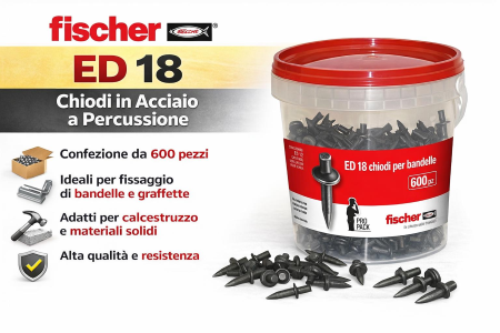 CHIODO IN ACCIAIO A PERCUSSIONE ED 18 FISCER CONF. 600 PZ