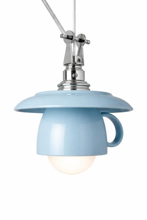 LAMPADA A SOSPENSIONE A FORMA DI TAZZA DI CAFFE' H250 COLORE AZZURRO