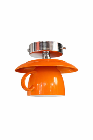 PLAFONE D15 H250 CROMO E ARANCIO A FORMA DI TAZZA VESOI