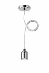 LAMPADA A SOSPENSIONE PER INTERNI CON PORTALAMPADA E ROSONE IN METALLO CROMATO LUCIDO VESOI 