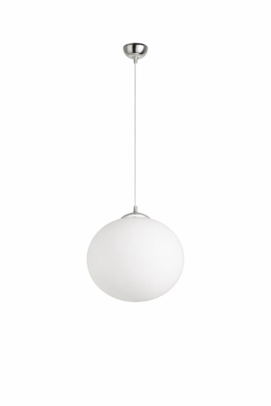 SOSPENSIONE PER INTERNO STRUTTURA IN ACCIAO SATINATO E VETRO OPALE