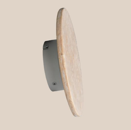 Applique Decorativa Rotonda In Travertino Led 4w 3000k Bobbin Trio