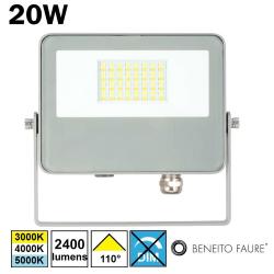 Proiettore per esterni Sky grigio per illuminazione 20w 2400 lumen con switch 3000-4000-5000k a led classe energetica A 4684 BENEITO