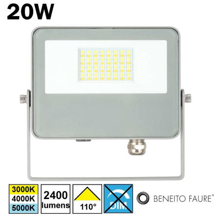Proiettore per esterni Sky grigio per illuminazione 20w 2400 lumen con switch 3000-4000-5000k a led classe energetica A 4684 BENEITO