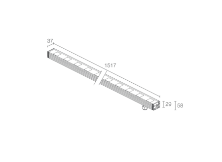 PROFILO LINEARE PER ESTERNO NEVA1.2 63W 24Vdc 3000K 30° 1517mm