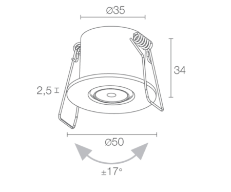 FARETTO DA INCASSO EYES3.0 2W 500mA 3000K 40° CROMATO