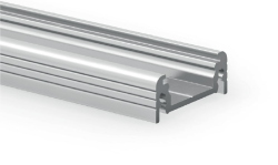 PROFILO DA SUPERFICIE 2 METRI IN ALLUMINIO + COVER TRASPARENTE  + 2 TAPPI
